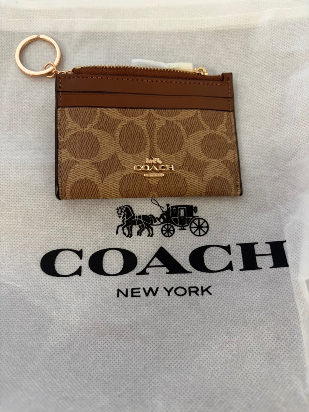 Coach Mini Skinny ID Case In Signature Brown